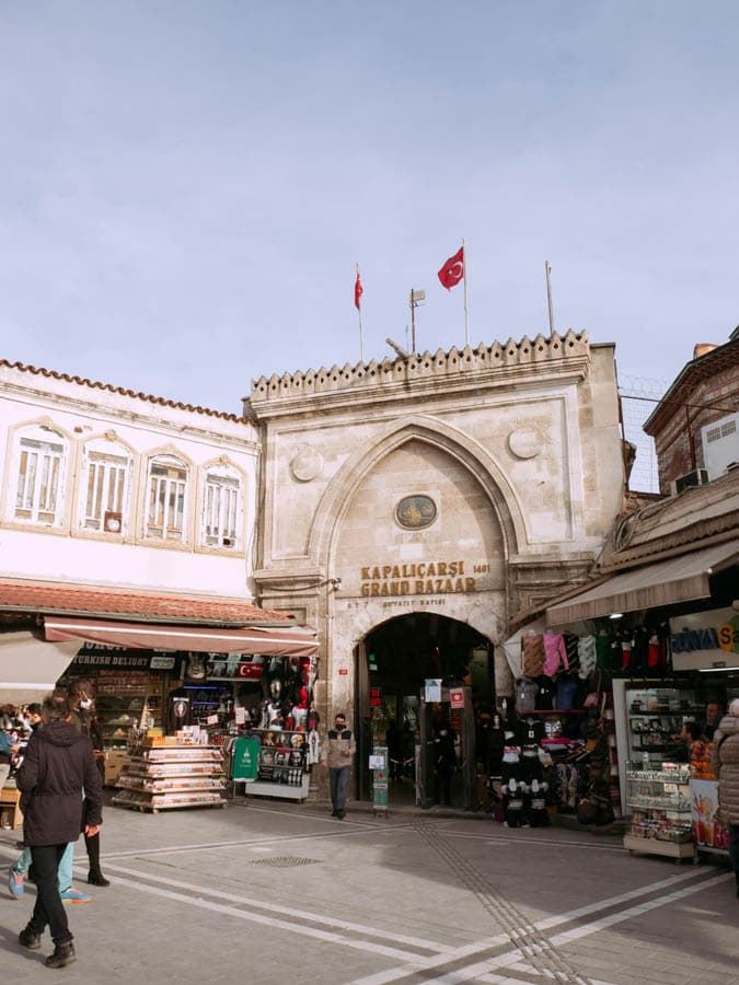 A bazaar gate on a busy street