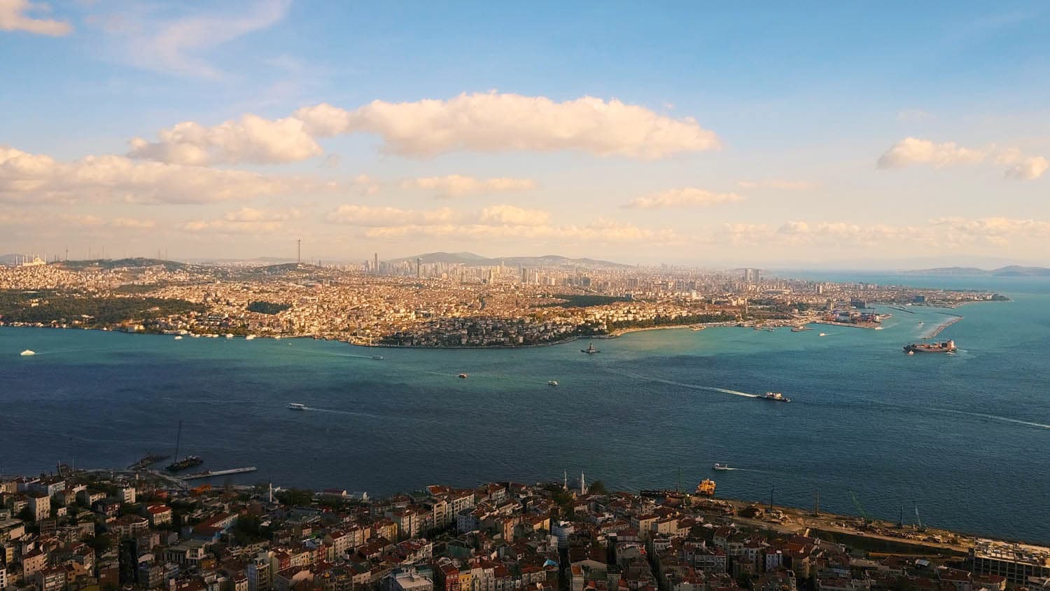 The Bosphorus shoreline seen from above